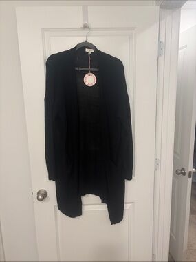 NWT Umgee Black Open-Front Knit Cardigan